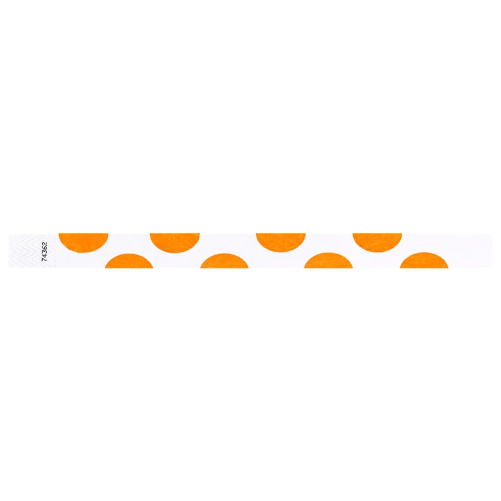 White wristband with neon orange half circles - flat version shown