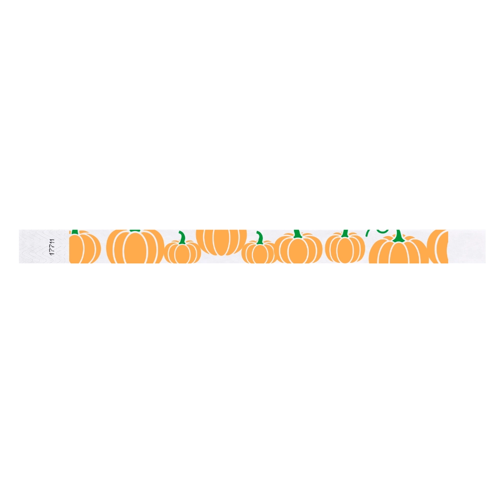 tyvek 3/4" white wristband with orange pumpkins