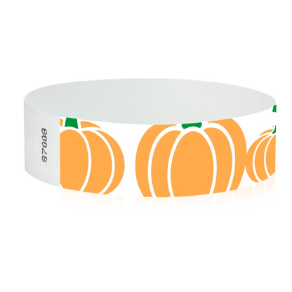 tyvek 3/4" white wristband with orange pumpkins