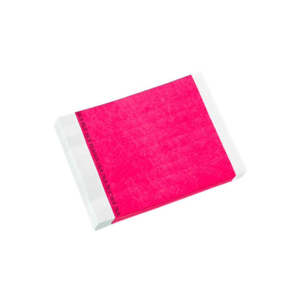 duplicate number sets in neon orange tyvek 3/4" wristbands - shown in sheets of 10 