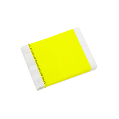 duplicate number in neon yellow tyvek 3/4" wristbands - shown in sheets of 10 