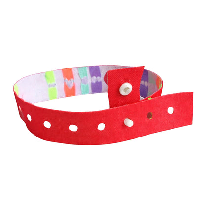 red regular cloth wristband with a snap closure