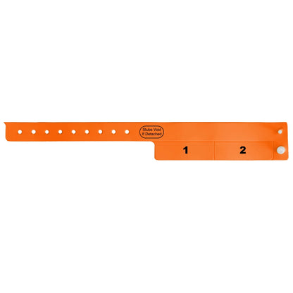 vinyl wristband with 2 tab in orange - flat version shown 