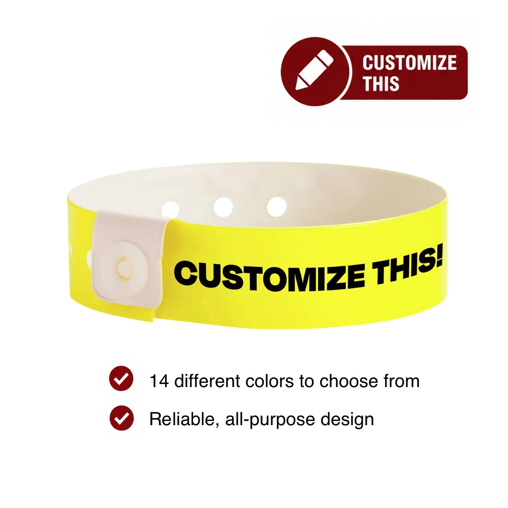 Yellow wristband with 'Customize This!' text on a white background - cover 
