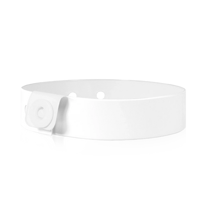 vinyl slim wristband in white - flat version shown 