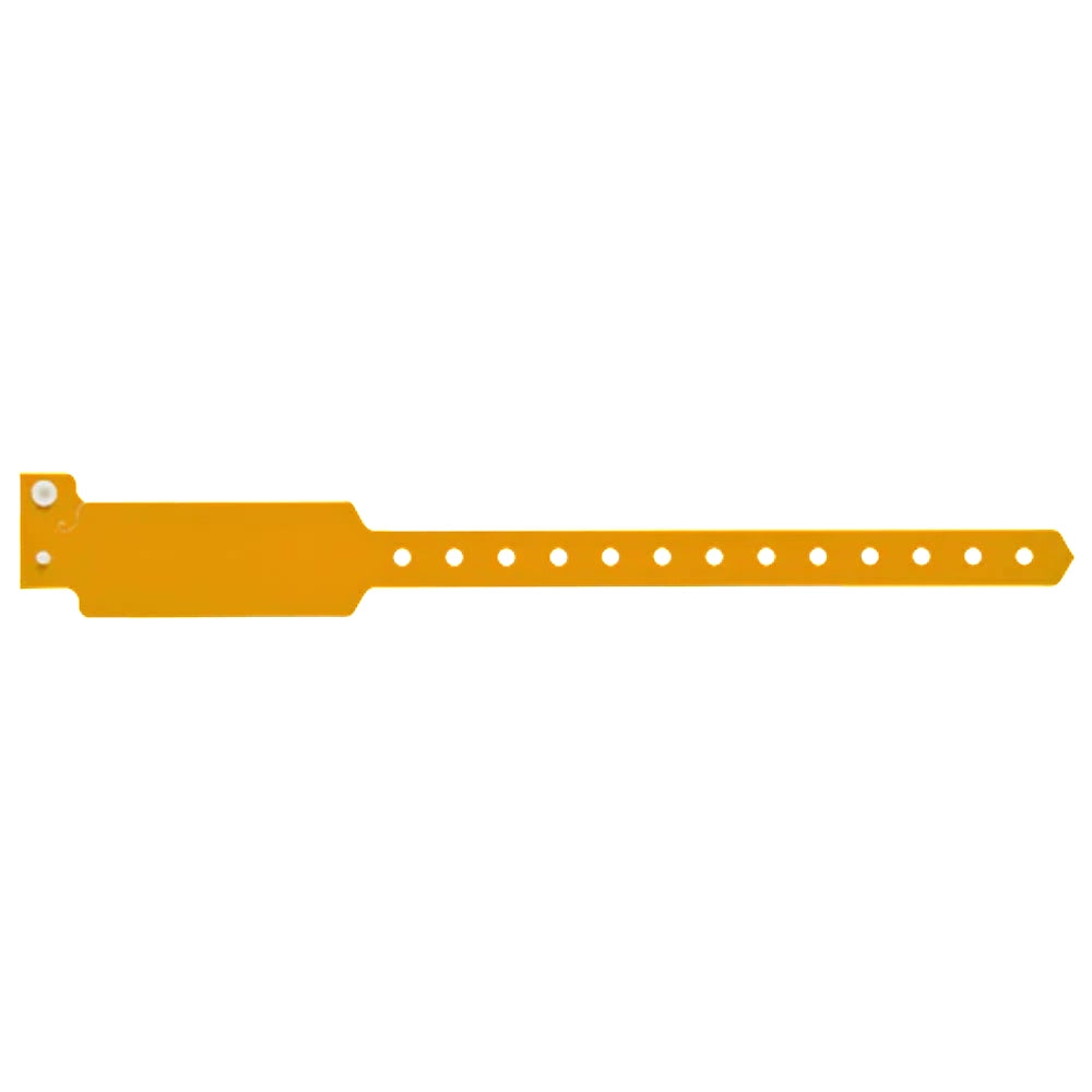 Plastic wide face wristband in neon orange - flat version shown 
