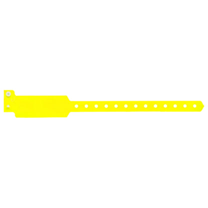 Plastic wide face wristband in neon yellow - flat version shown 