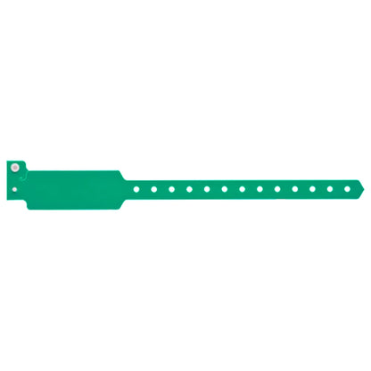 Plastic wide face wristband in pantone green - flat version shown 