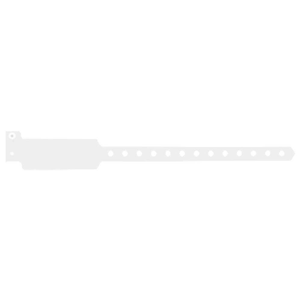 Plastic wide face wristband in white - flat version shown 