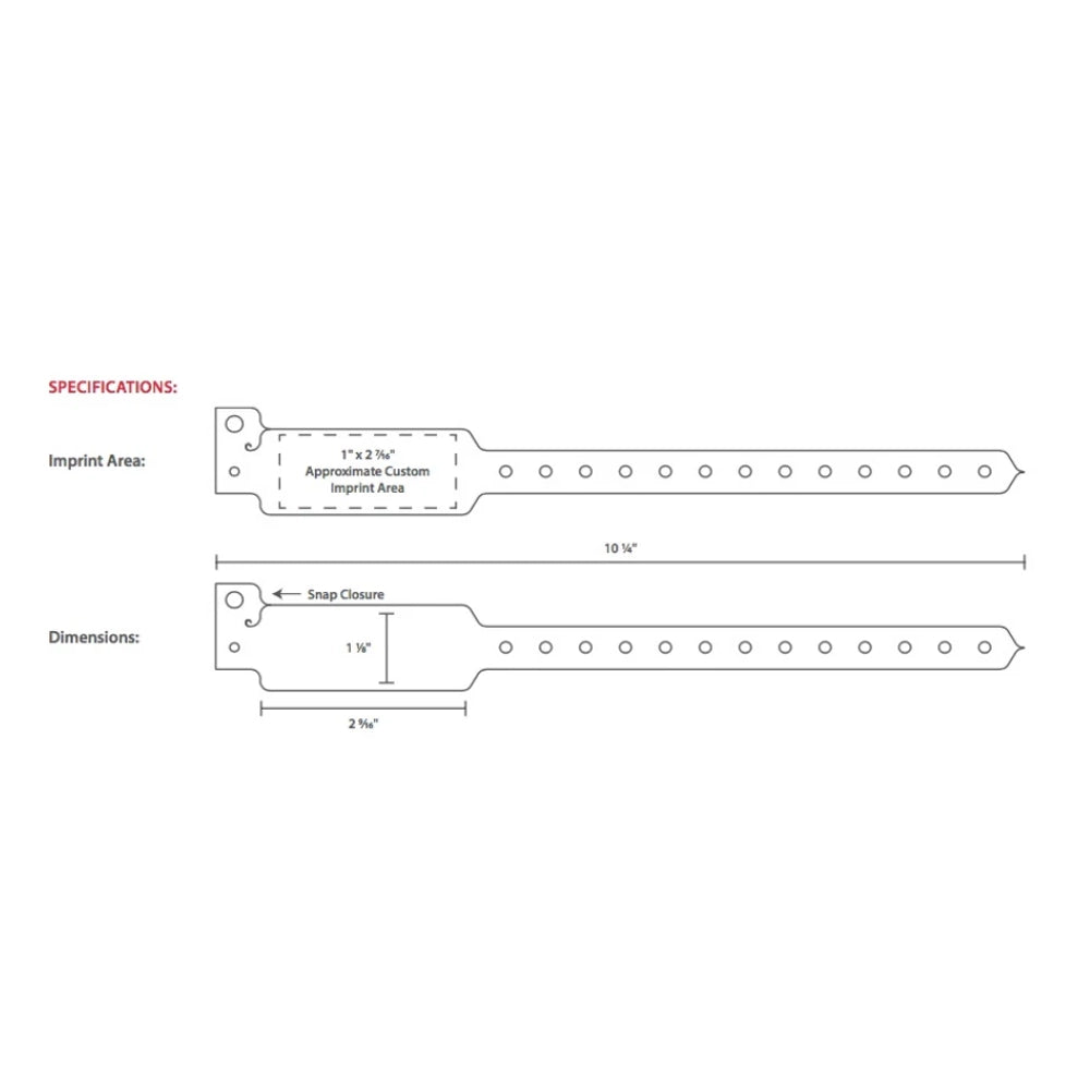 custom template for wide face wristband to show where to customize