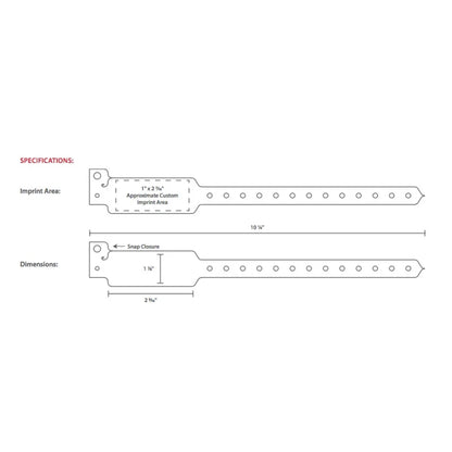 custom template for wide face wristband to show where to customize