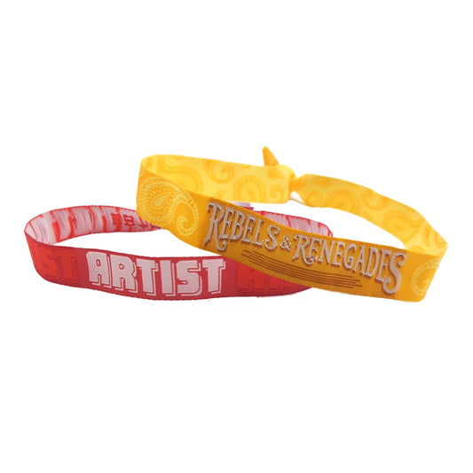 red and yellow woven wristbands