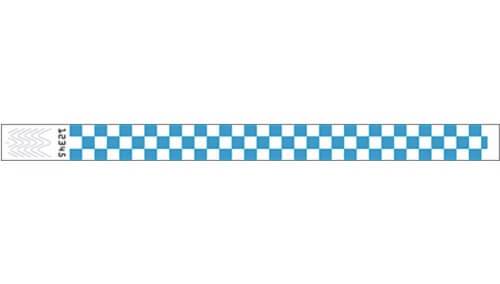 Tyvek 3/4" Wristbands - Checkers Neon Blue
