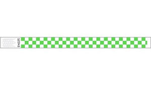 Tyvek 3/4" Wristbands - Checkers Neon Lime