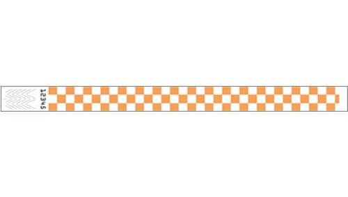 Tyvek 3/4" Wristbands - Checkers Neon Orange
