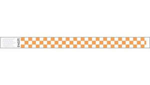 Tyvek 3/4" Wristbands - Checkers Neon Orange