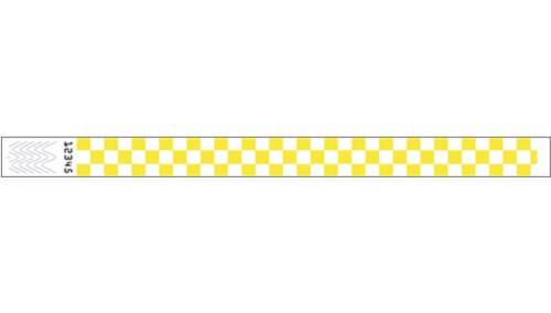 Tyvek 3/4" Wristbands - Checkers Neon Yellow