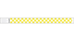 Tyvek 3/4" Wristbands - Checkers Neon Yellow
