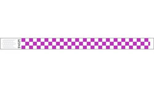 Tyvek 3/4" Wristbands - Checkers Purple