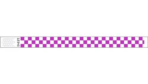 Tyvek 3/4" Wristbands - Checkers Purple