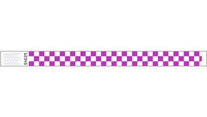 Tyvek 3/4" Wristbands - Checkers Purple
