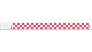 Tyvek 3/4" Wristbands - Checkers Neon Red