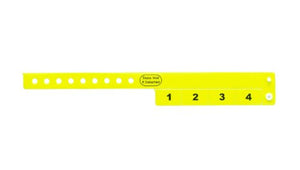 Vinyl Wristbands - 4 Tab Neon Yellow