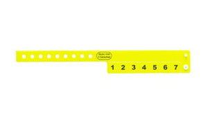 Vinyl Wristbands - 7 Tab Neon Yellow