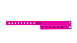 Vinyl Wristbands - 7 Tab Neon Pink