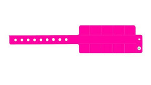 Vinyl Wristbands - 10 Tab Neon pink