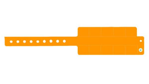 Vinyl Wristbands - 10 Tab Neon Orange