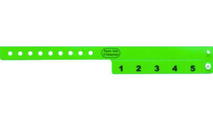 Vinyl Wristbands - 5 Tab Neon Green