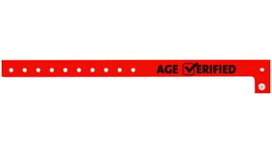 Plastic Wristbands - Age Verified √ Neon Red