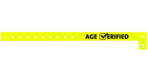 Plastic Wristbands - Age Verified √ Neon Yellow