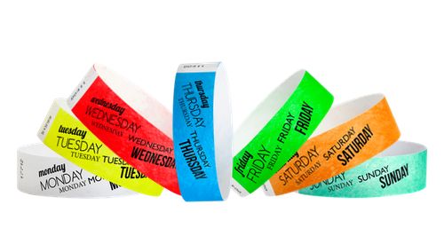 Tyvek 3/4" Wristbands - Days of the WEek