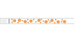 Tyvek 3/4" Wristbands - Dots Neon Orange