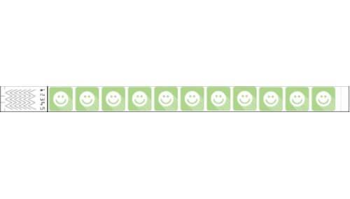 Tyvek 3/4" Wristbands - Happyface Neon Lime