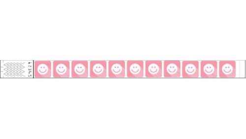 Tyvek 3/4" Wristbands - Happyface Neon Red