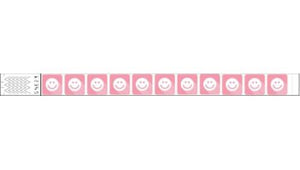 Tyvek 3/4" Wristbands - Happyface Neon Red