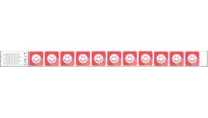 Tyvek 3/4" Wristbands - Happyface Red