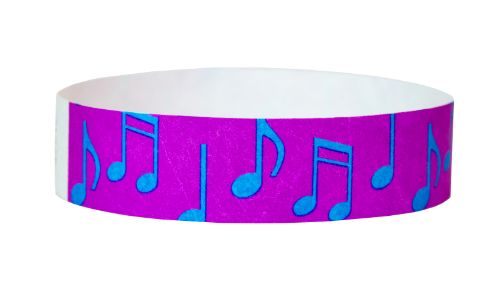 Tyvek 3/4" Wristbands -  Music Notes