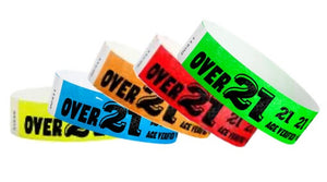 Tyvek 3/4" Wristbands - Over 21 Age Verified