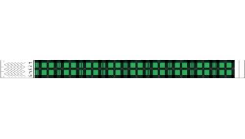 Tyvek 3/4" Wristbands - Plaid Green & Black