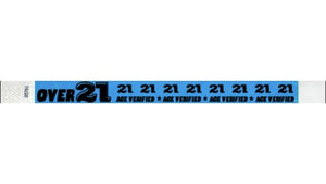 Tyvek 3/4" Wristbands - Over 21 Age Verified - Neon Blue