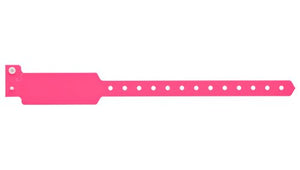Plastic Wristbands - Wide Face Neon Pink