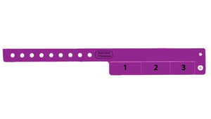 Vinyl Wristbands - 3 Tab Purple