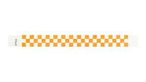 Tyvek 1" Wristbands - Checkerboard Neon Orange