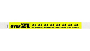 Tyvek 3/4" Wristbands - Over 21 Age Verified - Neon Yellow