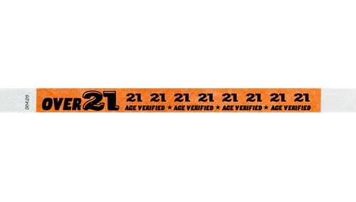 Tyke 3/4" Wristbands - Over 21 Neon Orange