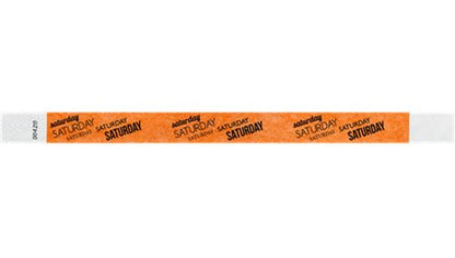 Tyvek 3/4" Wristbands - Saturday neon Orange